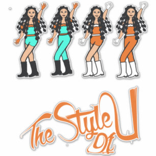 Bubble Braids Dancer Stickers Orange/Aqua