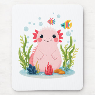 Bubble Buddy Axolotl Mouse Pad