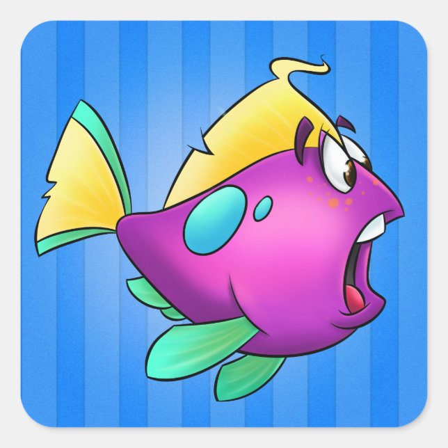 Bubble cartoon fish sticker (Front)