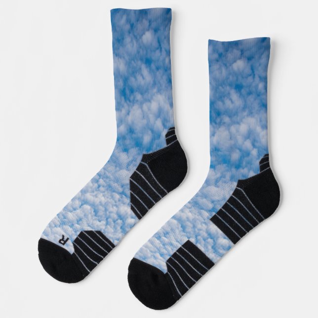 Bubble Clouds in Blue Sky Nature Photo Mammatus Socks (Left)