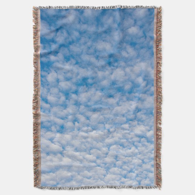 Bubble Clouds in Blue Sky Nature Photo Mammatus Throw Blanket (Front Vertical)