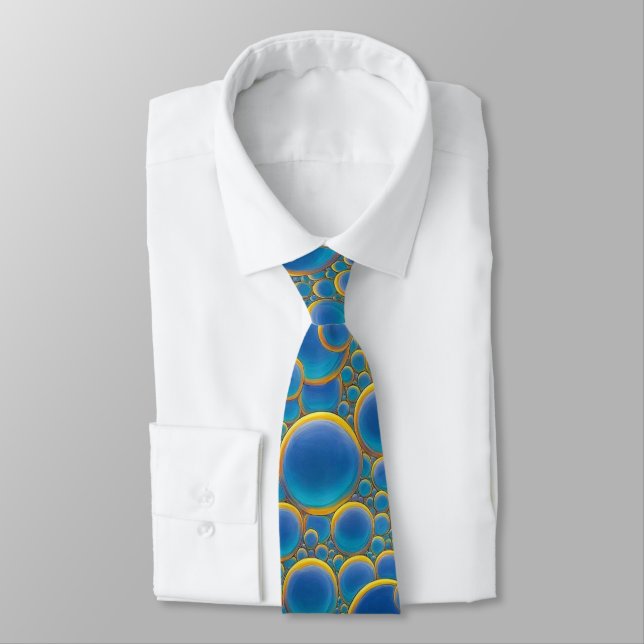 Bubble Design Tie in Blues for Dad (Tied)