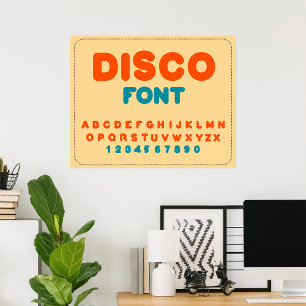 Bubble Disco Alphabet Font Bold Vintage Letters Poster