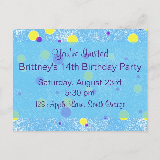 Bubble Dot Birthday Invite (Front)