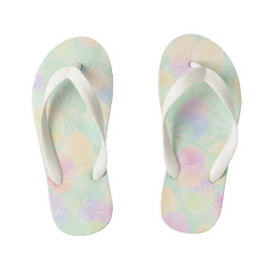 Bubble Floral Teal. Kid's Flip Flops