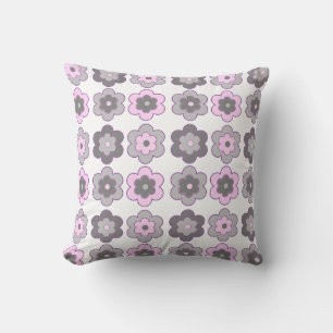 Bubble Flowers (pink and grey) Pattern Cushion