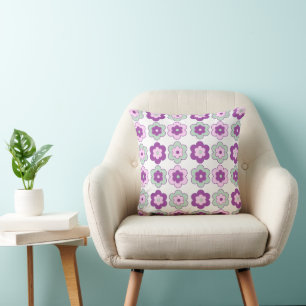 Bubble Flowers (purple and pink) Pattern Cushion