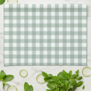 Bubble Frogs Gingham - sage laurel green plaid.  Tea Towel
