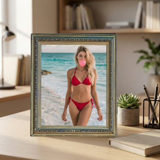 Bubble Gum Beach Babe Coastal Summer Wall Art