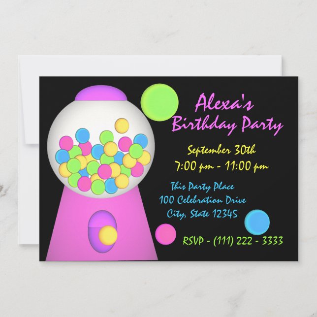Bubble Gum Birthday Invitation (Front)