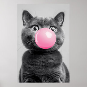 Bubble Gum Cat Poster
