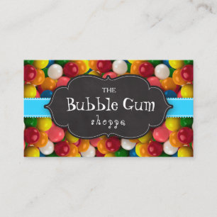 Bubble Gum Colourful Gumball Blue Stripe Business Card