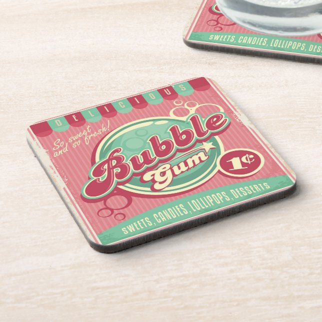 Bubble Gum Cork-Backed Coasters (Left Side)