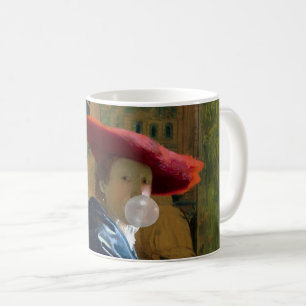 Bubble gum Diva in a red hat blowing a bubble gum Coffee Mug
