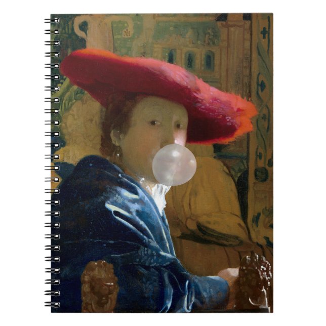 Bubble gum Diva in a red hat blowing a bubble gum Notebook (Front)