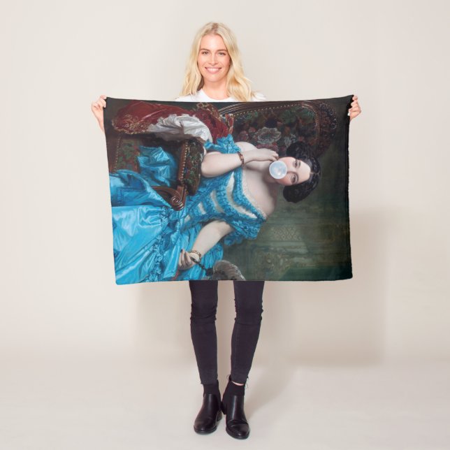 Bubble gum Diva in blue satin  Fleece Blanket (In Situ)