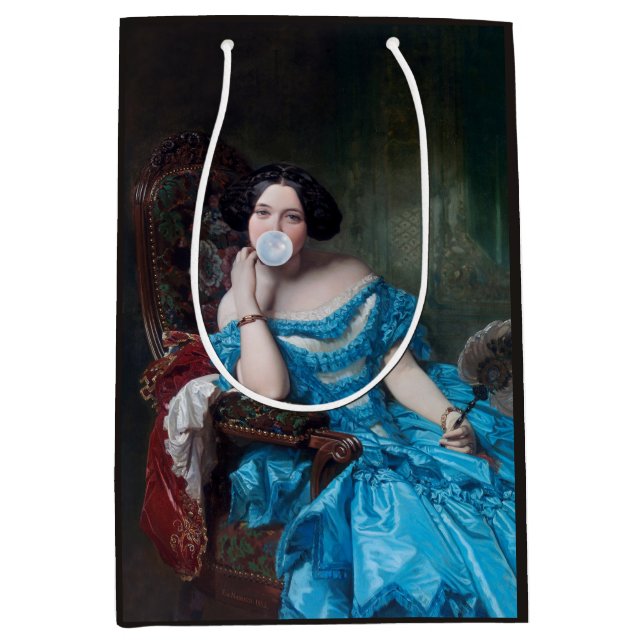 Bubble gum Diva in blue satin  Medium Gift Bag (Front)