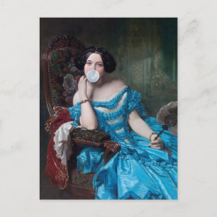 Bubble gum Diva in blue satin Postcard