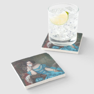 Bubble gum Diva in blue satin Stone Coaster