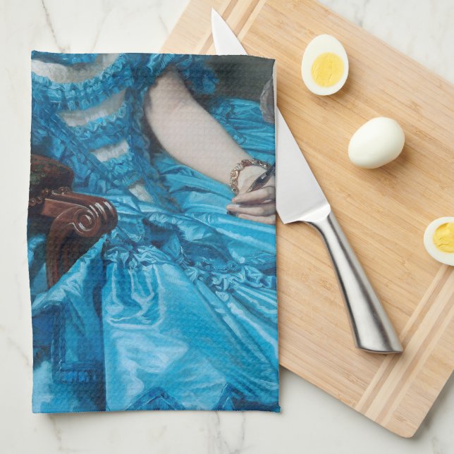 Bubble gum Diva in blue satin  Tea Towel (Quarter Fold)