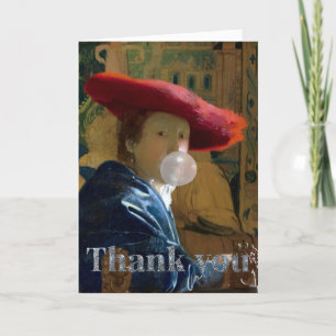 Bubble gum Diva in the red hat Thank You Card