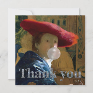 Bubble gum Diva in the red hat Thank You Card