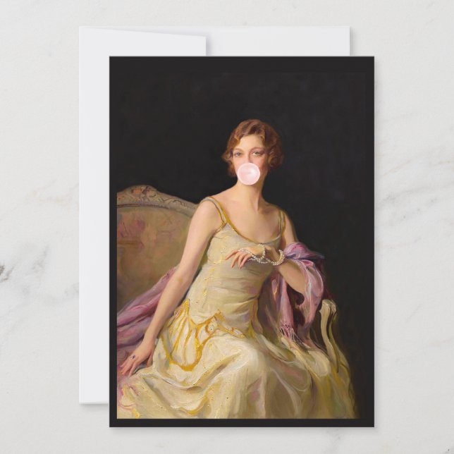 Bubble Gum Diva in Yellow Dress  Invitation (Front)