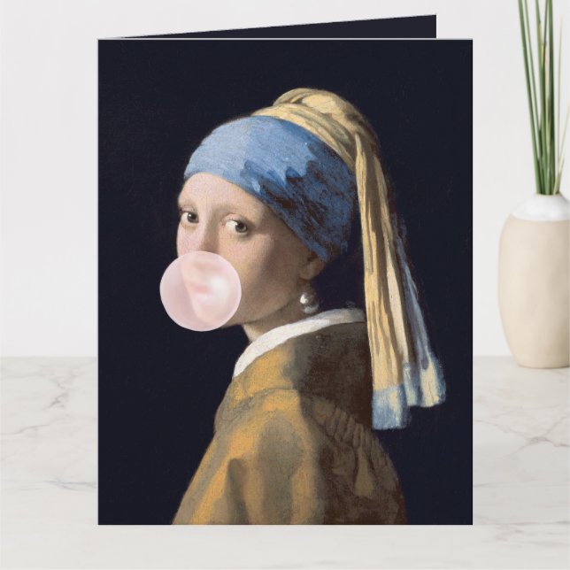 Bubble Gum Diva with Pearl Earring Card (Front)