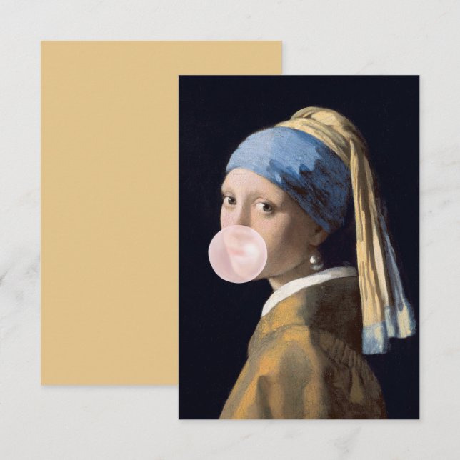 Bubble Gum Diva with Pearl Earring Thank You Card (Front/Back)