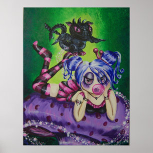 Bubble Gum Fairy and Dragon Fantasy Art Print