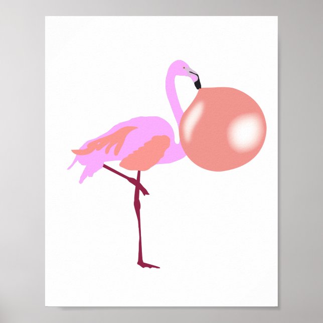 Bubble Gum Flamingo Blowing Bubble Poster (Front)
