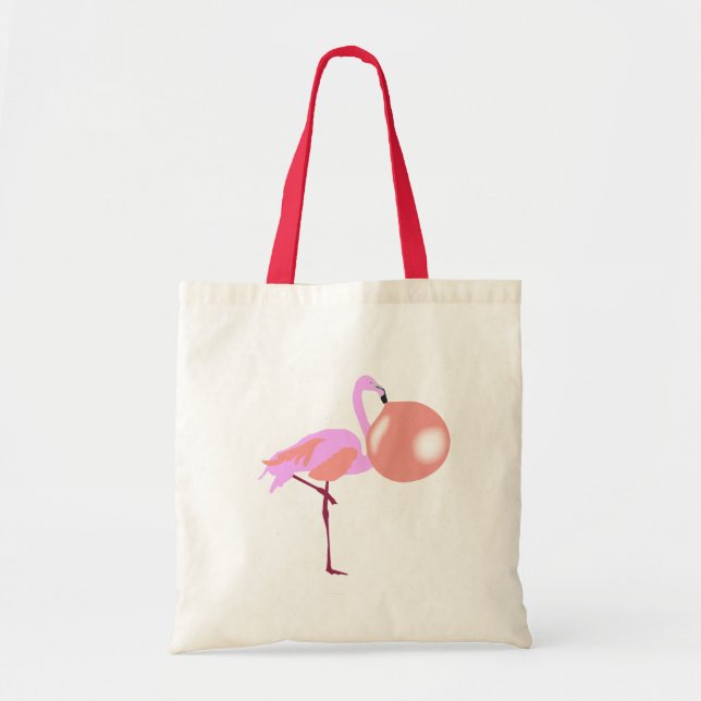 Bubble Gum Flamingo Blowing Bubble Tote Bag (Front)