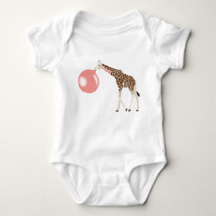 Bubble Gum Giraffe Blowing Bubble Baby Bodysuit