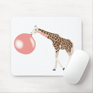 Bubble Gum Giraffe Blowing Bubble Mouse Pad