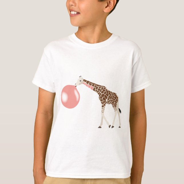 Bubble Gum Giraffe Blowing Bubble T-Shirt (Front)