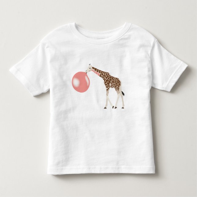 Bubble Gum Giraffe Blowing Bubble Toddler T-Shirt (Front)