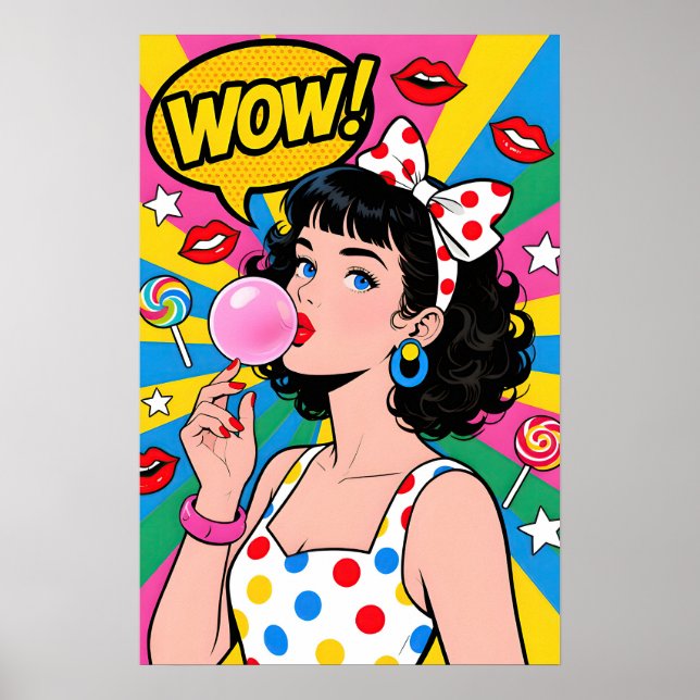 Bubble Gum Girl Pop Art Poster (Front)