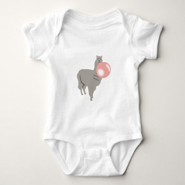 Bubble Gum Llama Blowing Bubble Baby Bodysuit (Front)
