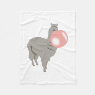 Bubble Gum Llama Blowing Bubble Fleece Blanket