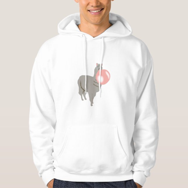 Bubble Gum Llama Blowing Bubble Hoodie (Front)