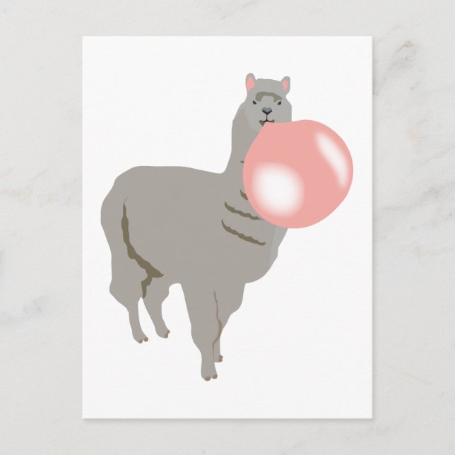 Bubble Gum Llama Blowing Bubble Postcard (Front)