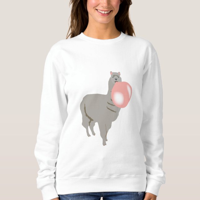 Bubble Gum Llama Blowing Bubble Sweatshirt (Front)