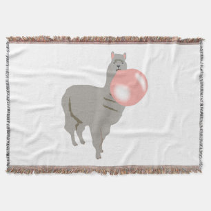 Bubble Gum Llama Blowing Bubble Throw Blanket