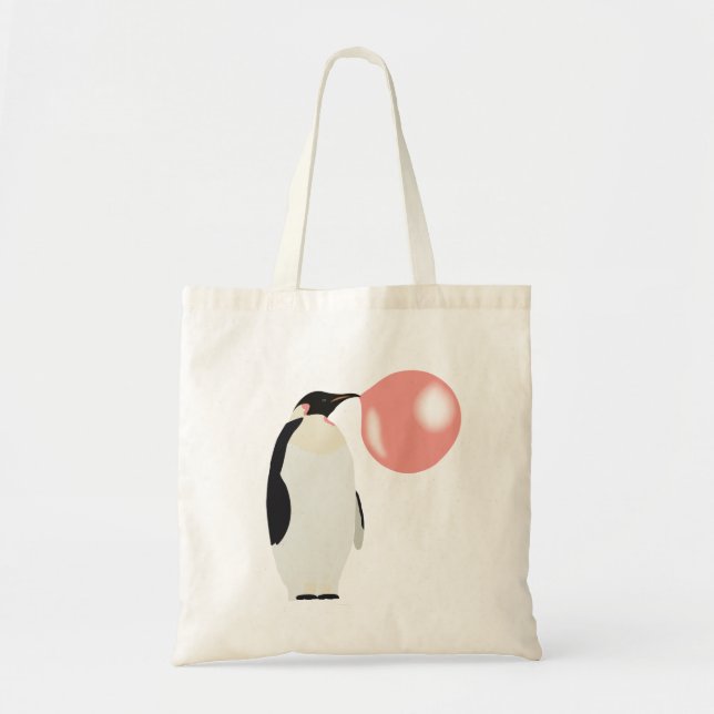 Bubble Gum Penguin Blowing Bubble Tote Bag (Front)