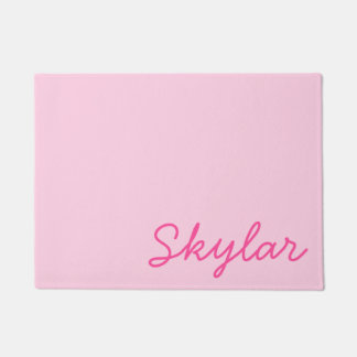 Bubble Gum Pink Hot Pink Custom Cursive Name Doormat