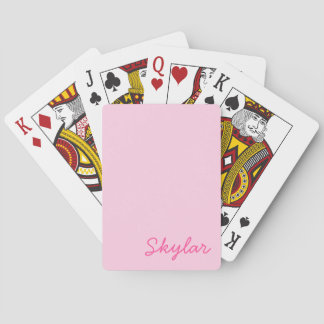 Bubble Gum Pink Hot Pink Custom Cursive Name Playing Cards