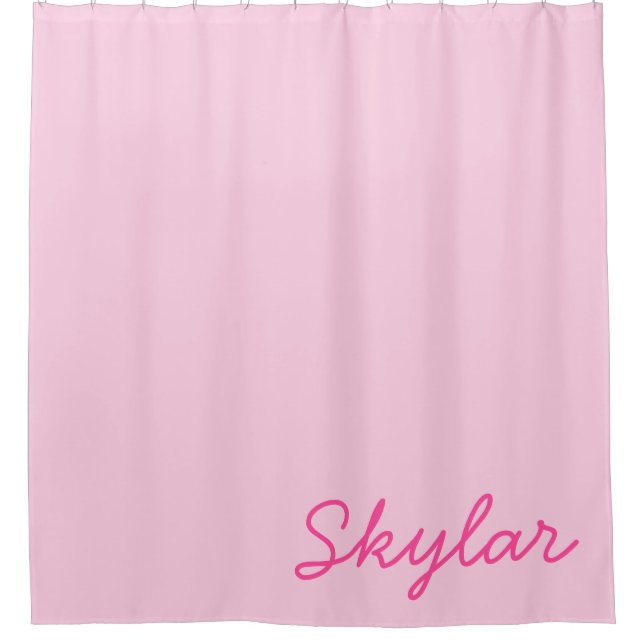 Bubble Gum Pink Hot Pink Custom Cursive Name Shower Curtain (Front)