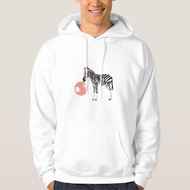 Bubble Gum Zebra Blowing Bubble Hoodie (Front)