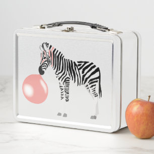 Bubble Gum Zebra Blowing Bubble Metal Lunch Box