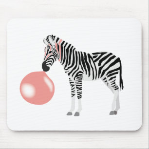 Bubble Gum Zebra Blowing Bubble Mouse Pad